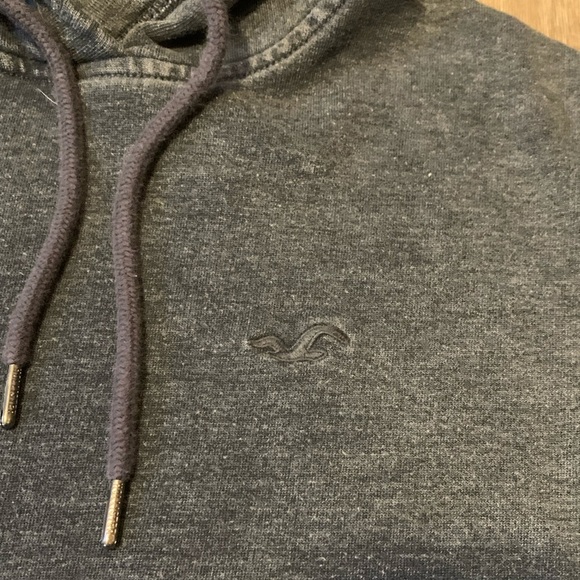 Hollister Distressed Style Dark Gray Hooded Sweatshirt, Size Small - Picture 3 of 4